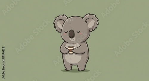 Cute koala holding a coffee cup