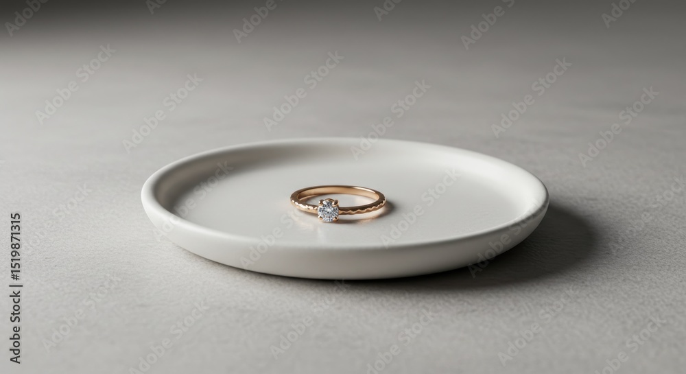 Naklejka premium Elegant ring on a white dish