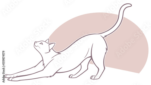 Cat stretching vector illustration drawing outline domestic feline pet animal design graphic image art