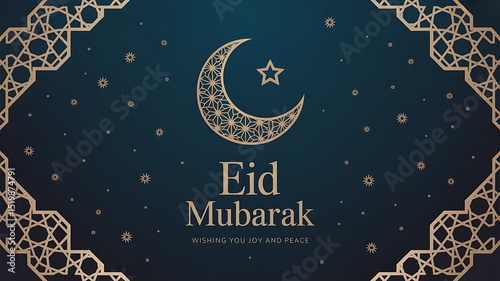 Eid Mubarak: Crescent Moon and Star Design