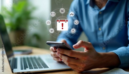 Foto Business professional checking mobile phone and important time management remind