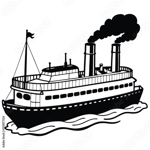 Vintage Steamboat Illustration A Classic Vessel Design