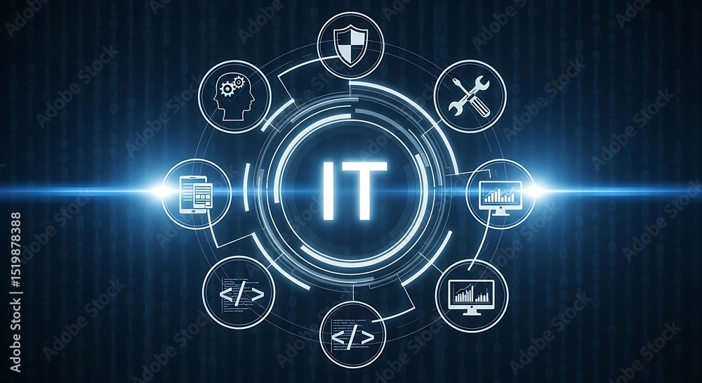 Fototapeta premium It technology concept illustrating information technology services and solutions