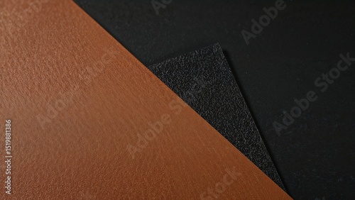 Textured layers brown leather grainy black surface smooth