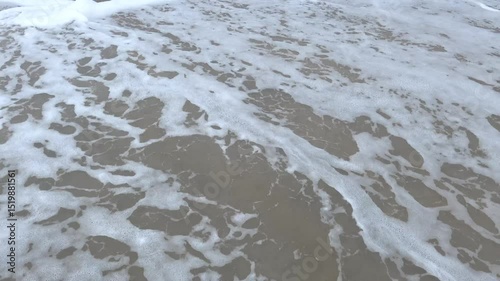 Hirtshals, Denmark Rough surf and undertow on a North Sea beach. 