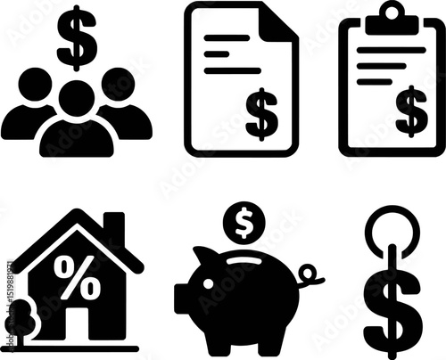 Financial icons group savings investment banking money