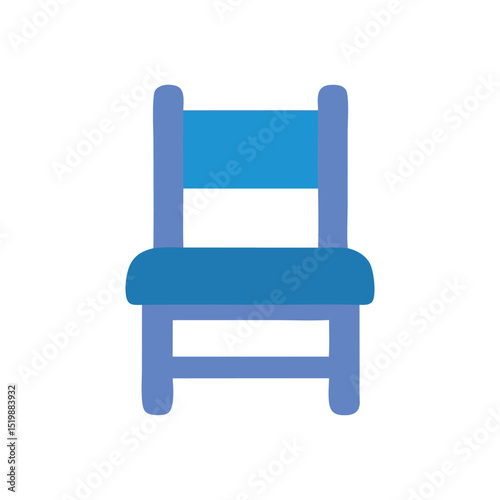 Illustration of a single blue chair with simple design on white background