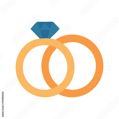 Symbolic Intertwined Wedding Rings Featuring a Central Diamond Jewel Illustration