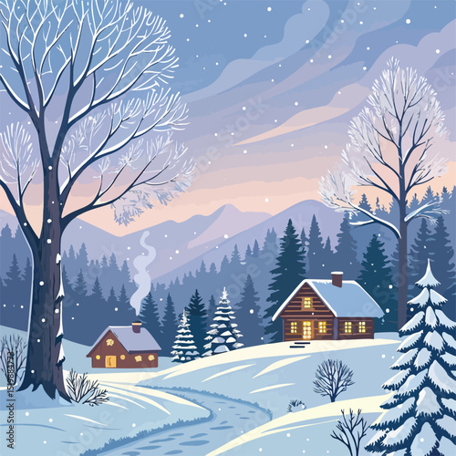 winter landscape with house