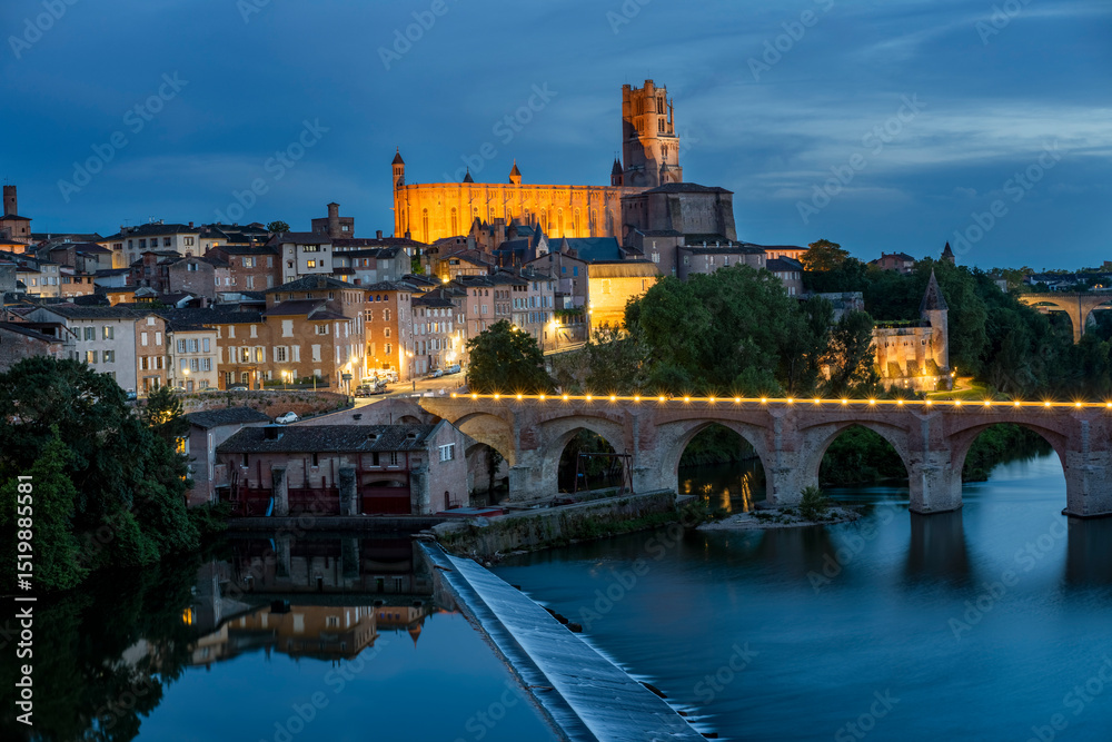 Fototapeta premium famous Albi town by night, France