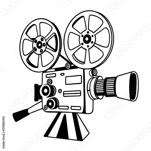 Vintage Movie Camera Vector Illustration Film and Cinema