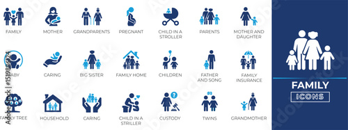 Family icon set. Simple modern icons. collection.