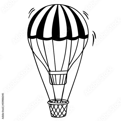 Hand Drawn Hot Air Balloon Vector Illustration Travel Icon