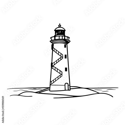 Lighthouse Vector Illustration Coastal Nautical Maritime Design