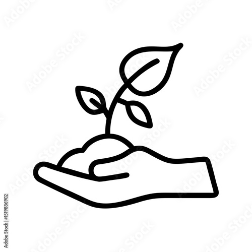 Composting icon with hand and plant