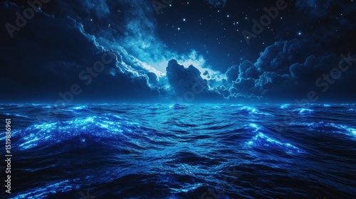 Vast blue night landscape