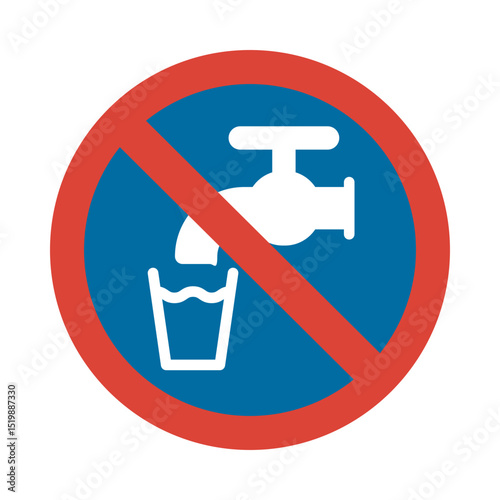 No Drinking Tap Water Illustration, Clipart Isolated on White Background