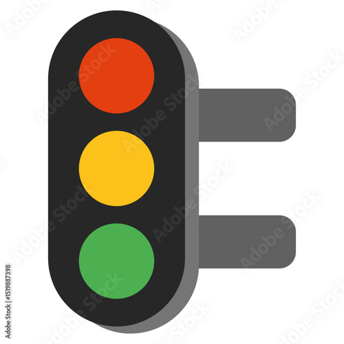 Traffic Light Illustration, Clipart of Red Yellow Green Signal, Isolated on White Background