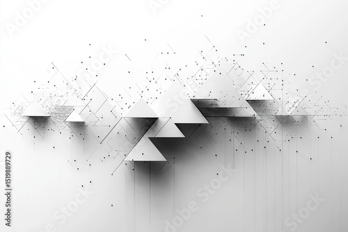 Geometric Triangle White and Black Digital Art