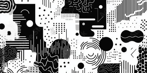 Monochrome Geometric Patterns with Dots and Lines