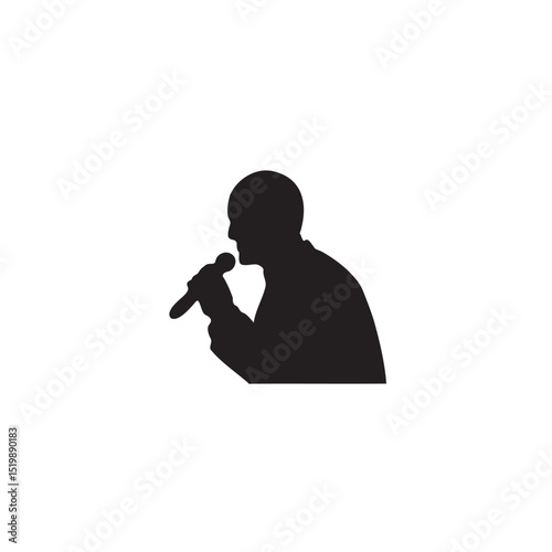 Silhouette of a person singing into a microphone vector illustration
