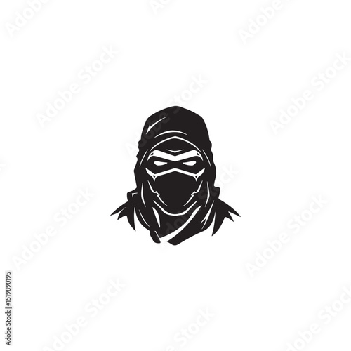 Ninja warrior head silhouette masked assassin graphic vector illustration design