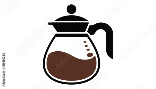 Coffee Pot Vector Icon. Minimal Black and Brown Carafe Illustration for Cafe, Beverage, and Kitchen Designs.