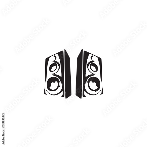 Black and white audio speakers illustration music technology minimalist design