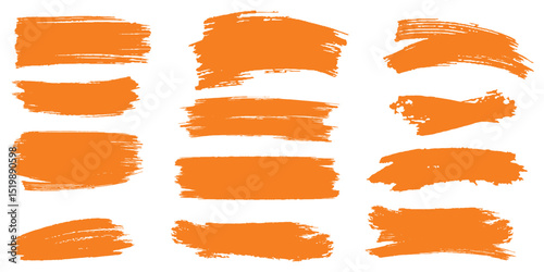 Vector brush streaks pack marker ink strokes grunge. Collection of vector paint bold brush strokes, hand drawn thick grunge lines and rectangle shapes modern grunge. Ink brush stroke set, black grunge