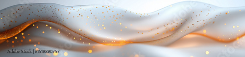 White and orange sparkling waves with glowing particles