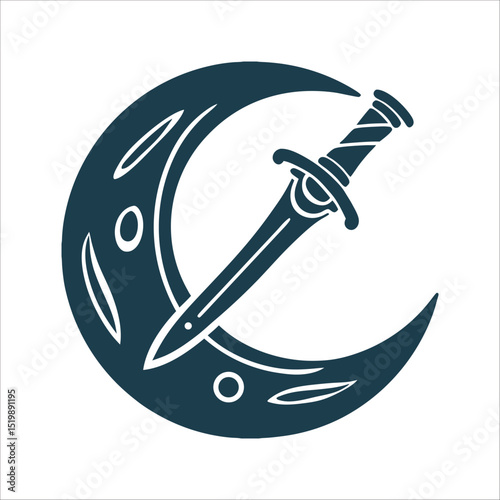 Crescent Moon Dagger Piercing Night Sorcery Vector