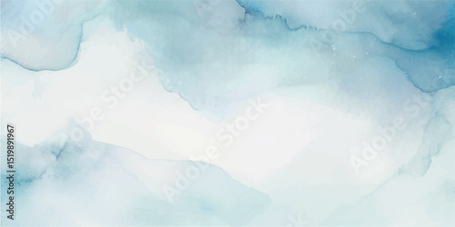 A Dreamlike Watercolor Sky in Light Blue Tones, Complete with Gentle, Fluffy Clouds That Flow Gracefully Across the Sky, Evoking an Atmosphere of Tranquil Beauty and Peacefulness Perfect for Relaxatio