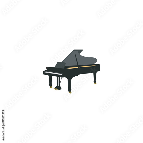Grand piano illustration vector graphic classical musical instrument flat design style