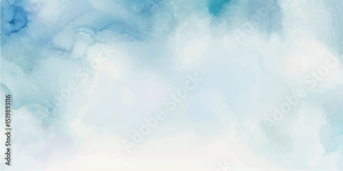 A Dreamlike Watercolor Sky in Light Blue Tones, Complete with Gentle, Fluffy Clouds That Flow Gracefully Across the Sky, Evoking an Atmosphere of Tranquil Beauty and Peacefulness Perfect for Relaxatio