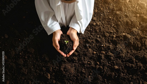 Nurturing New Beginnings, Virgin Mary Planting Seed of Hope and Growth