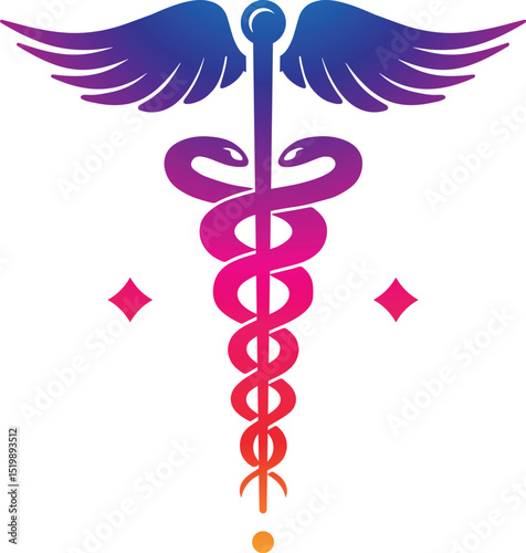 Emergency Services Star With Rod Of Aesculapius Illustration - VECTOR
