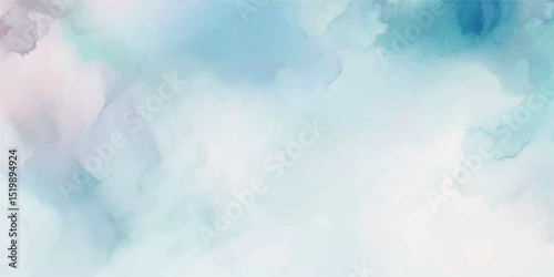 A Dreamlike Watercolor Sky in Light Blue Tones, Complete with Gentle, Fluffy Clouds That Flow Gracefully Across the Sky, Evoking an Atmosphere of Tranquil Beauty and Peacefulness Perfect for Relaxatio