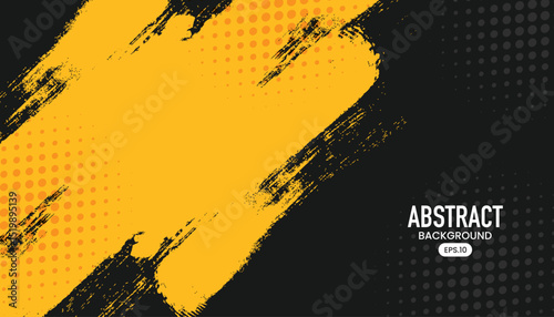 Black and yellow background with grunge and halftone texture background  illustration