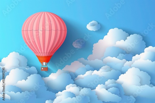 Whimsical Vector Art A Charming Hot Air Balloon in the Sky