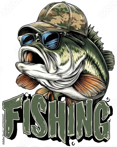 Fishing logo design isolated on white background. Ai Generative