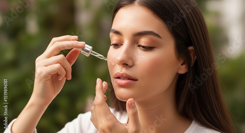 Natural Skincare Routine Applying Facial Serum for Glowing Skin