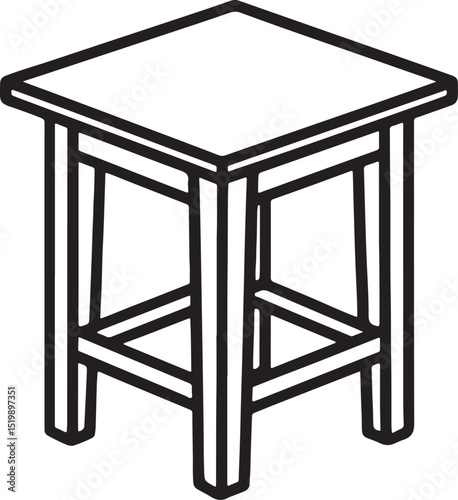 table line art, black outline, vector and illustration, coloring book page line art drawing