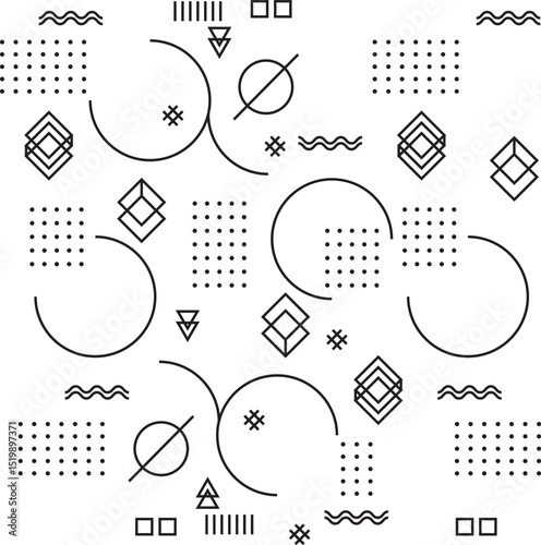 100 geometric shapes. Memphis design, retro elements for web, vintage, advertisement, commercial banner, poster, leaflet, billboard, sale. Collection trendy halftone vector