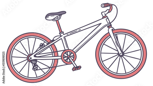 Illustration of a red and white bmx bike for kids and adults for sale cheap bicycle for exercise and fun