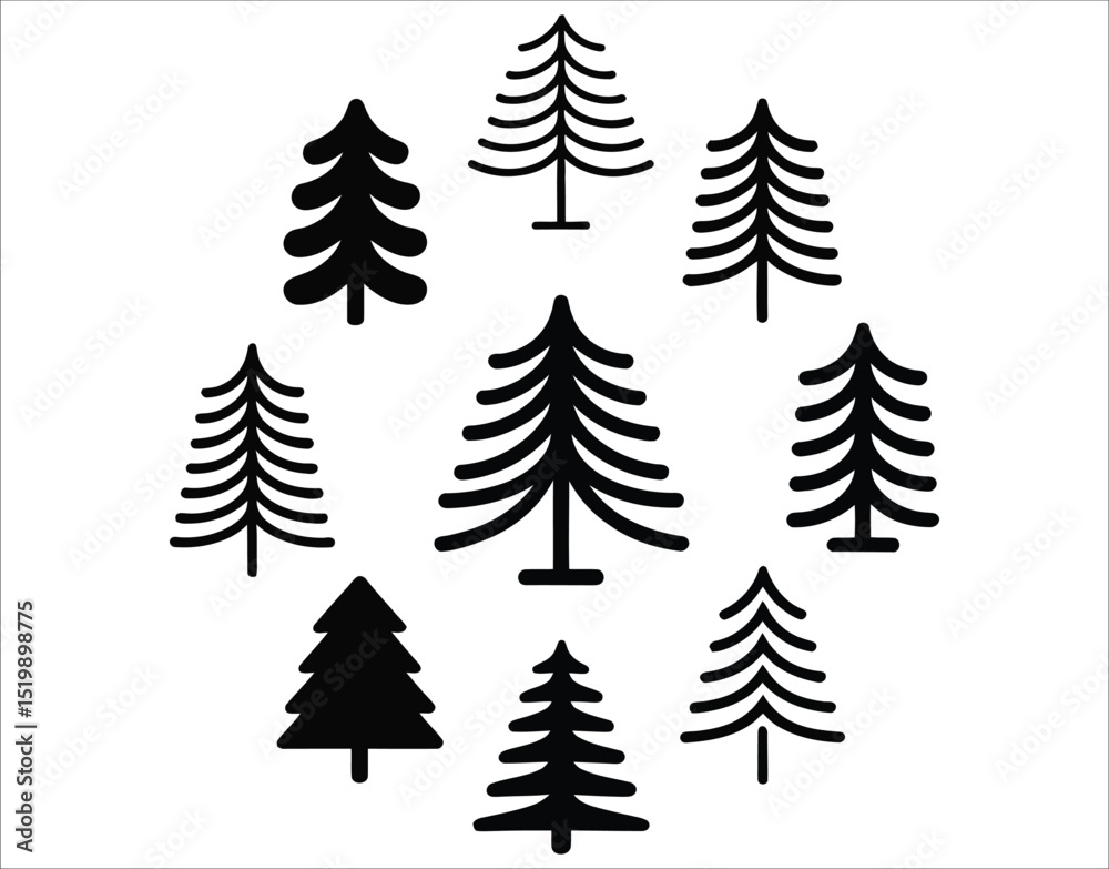 Obraz premium Forest Fir Tree Silhouette Bundle