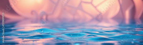 Abstract background with water ripples and geometric shapes in soft pastel tones