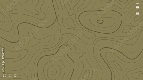 Abstract topographic contours gold line art on brown background