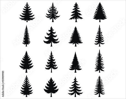 Pine and Fir Tree Silhouettes Bundle