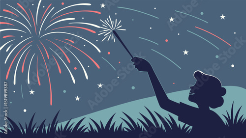 Celebration fireworks sparkler night sky illustration independence day july fourth party festive fun joy