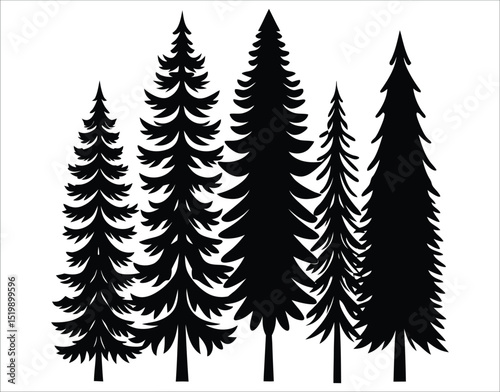 Stylized Douglas Fir Tree Vector Art